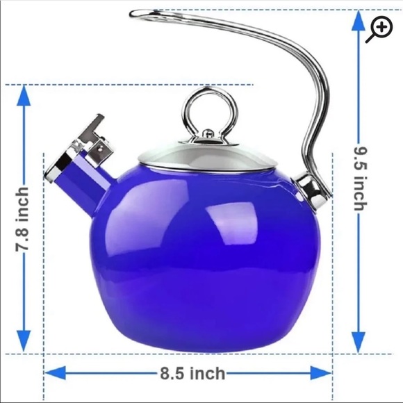 Blue AIDEA 1.7 Quart Whistling Enamel Stainless Steel T Stovetop Tea Kettle - Picture 9 of 12